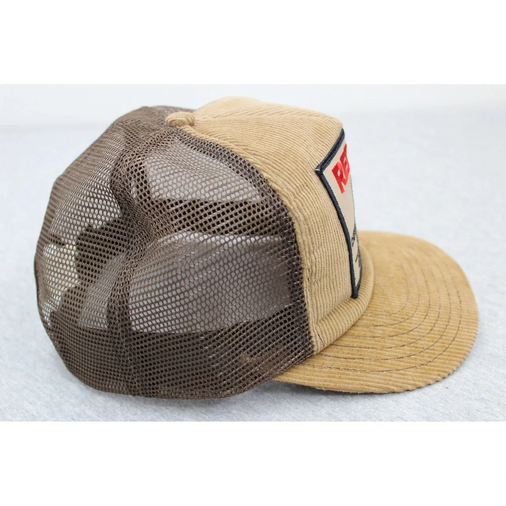 Red Man Hat Mens OSFM Brown Golden Blend Trucker Corduroy Mesh Snapback USA Made